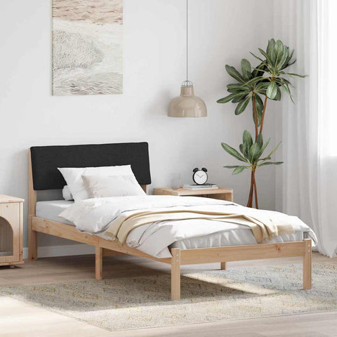 vidaXL Bed frame Brown and black 90 x 190 cm Solid pine wood