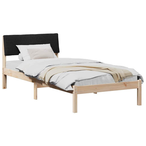 vidaXL Bed frame Brown and black 90 x 190 cm Solid pine wood