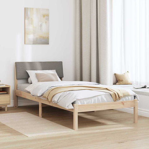 vidaXL Bed frame Brown and taupe 90 x 190 cm Solid pine wood