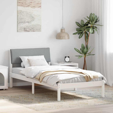 vidaXL Bed frame White and light grey 90 x 190 cm Solid pine wood