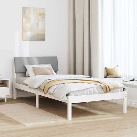vidaXL Bed frame White and light grey 90 x 190 cm Solid pine wood
