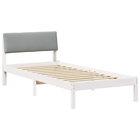 vidaXL Bed frame White and light grey 90 x 190 cm Solid pine wood