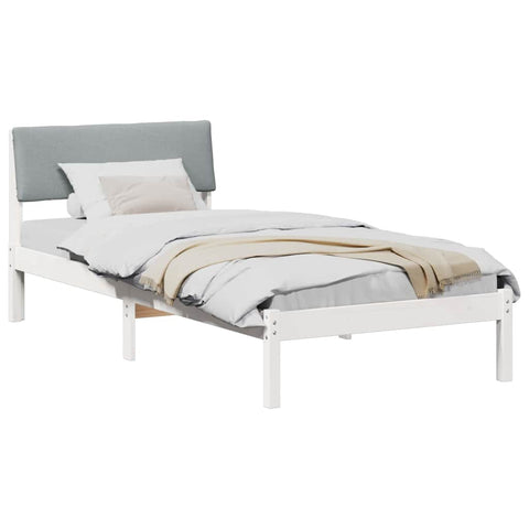 vidaXL Bed frame White and light grey 90 x 190 cm Solid pine wood