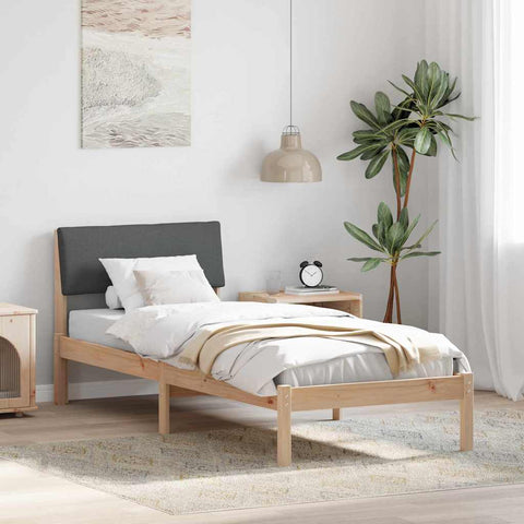 vidaXL Bed frame Brown and dark grey 75 x 190 cm Solid pine wood