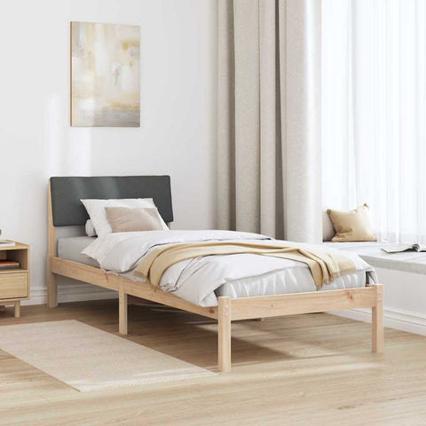vidaXL Bed frame Brown and dark grey 75 x 190 cm Solid pine wood
