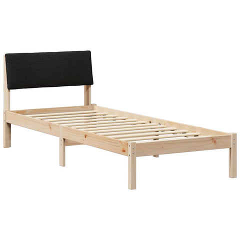 vidaXL Bed frame Brown and black 75 x 190 cm Solid pine wood