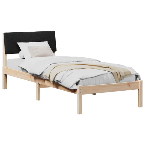 vidaXL Bed frame Brown and black 75 x 190 cm Solid pine wood