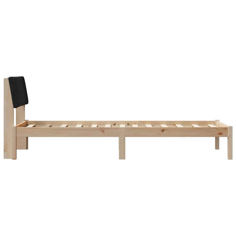 vidaXL Bed frame Brown and black 75 x 190 cm Solid pine wood