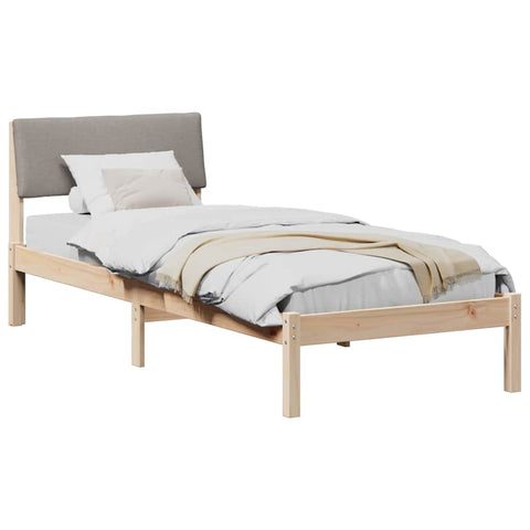 vidaXL Bed frame Brown and taupe 75 x 190 cm Solid pine wood