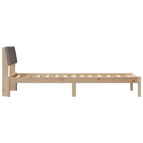 vidaXL Bed frame Brown and taupe 75 x 190 cm Solid pine wood