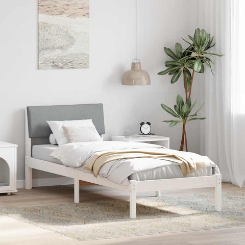 vidaXL Bed frame White and light grey 75 x 190 cm Solid pine wood