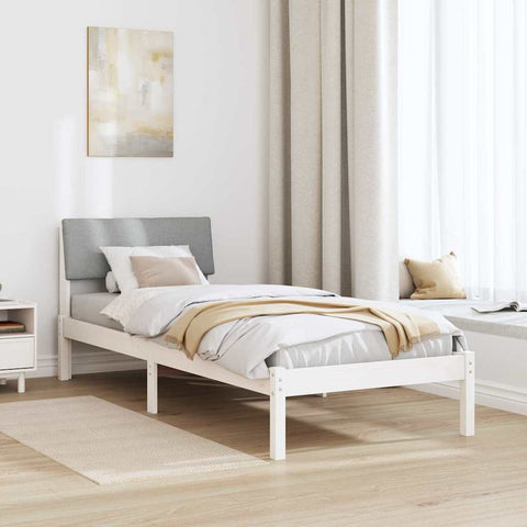vidaXL Bed frame White and light grey 75 x 190 cm Solid pine wood