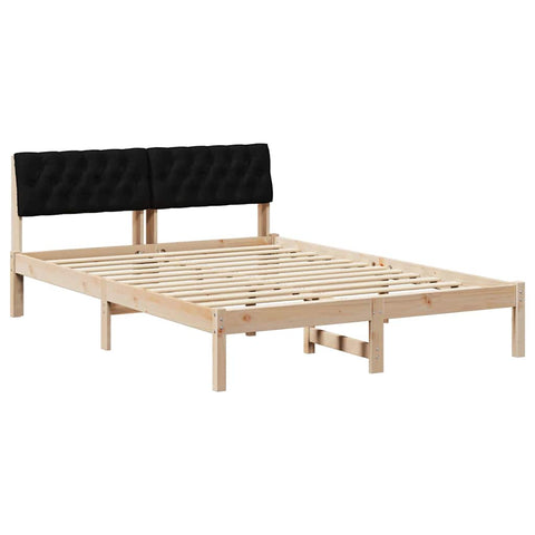 vidaXL Bed frame Brown and black 160 x 200 cm Solid pine wood