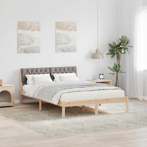 vidaXL Bed frame Brown and taupe 160 x 200 cm Solid pine wood