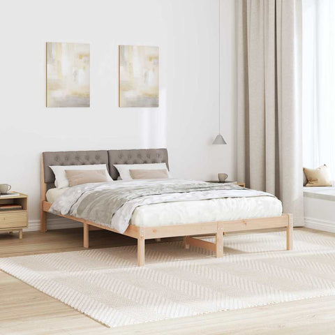 vidaXL Bed frame Brown and taupe 160 x 200 cm Solid pine wood