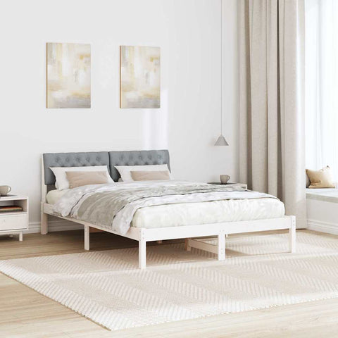 vidaXL Bed frame White and light grey 160 x 200 cm Solid pine wood