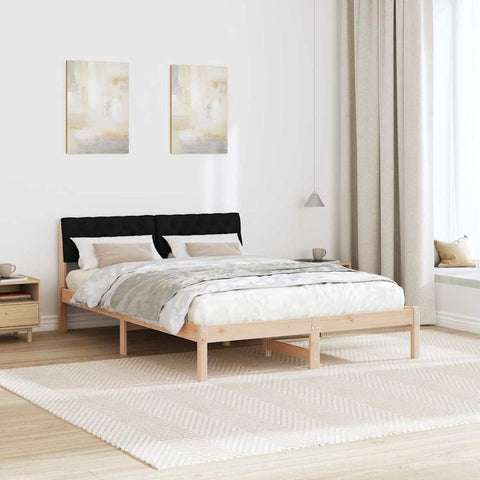 vidaXL Bed frame Brown and black 150 x 200 cm Solid pine wood
