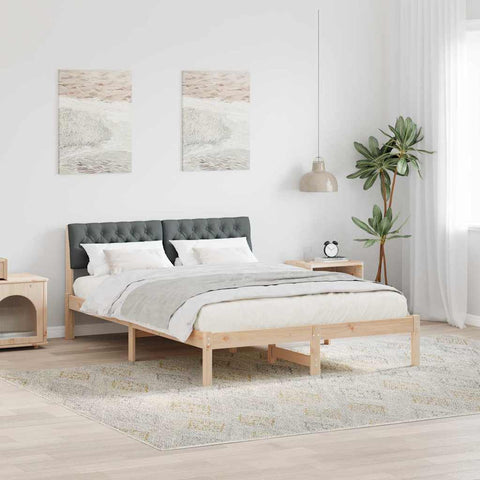 vidaXL Bed frame Brown and dark grey 140 x 200 cm Solid pine wood