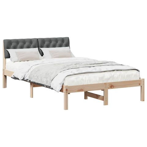 vidaXL Bed frame Brown and dark grey 120 x 200 cm Solid pine wood