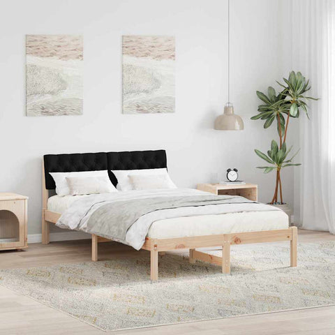 vidaXL Bed frame Brown and black 120 x 200 cm Solid pine wood