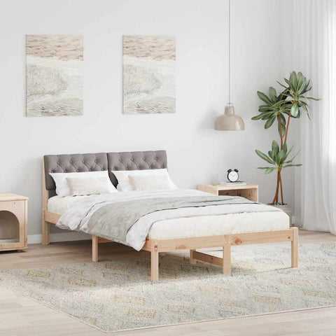 vidaXL Bed frame Brown and taupe 120 x 200 cm Solid pine wood