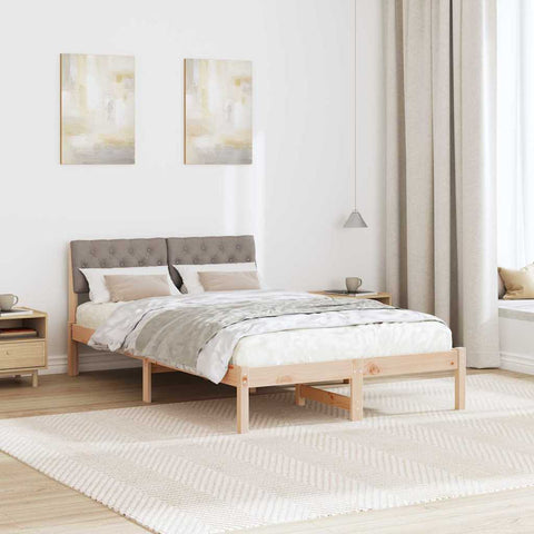 vidaXL Bed frame Brown and taupe 120 x 200 cm Solid pine wood