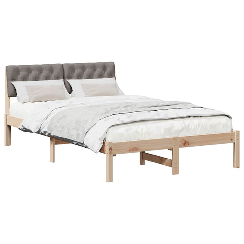vidaXL Bed frame Brown and taupe 120 x 200 cm Solid pine wood