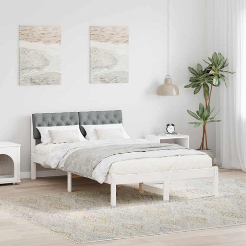vidaXL Bed frame White and light grey 120 x 200 cm Solid pine wood