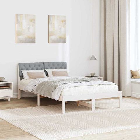 vidaXL Bed frame White and light grey 120 x 200 cm Solid pine wood