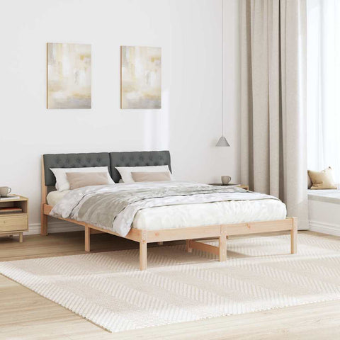 vidaXL Bed frame Brown and dark grey 140 x 190 cm Solid pine wood