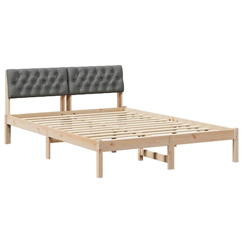 vidaXL Bed frame Brown and dark grey 140 x 190 cm Solid pine wood