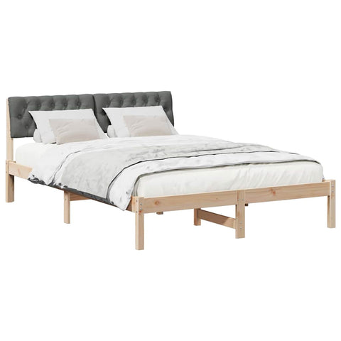 vidaXL Bed frame Brown and dark grey 140 x 190 cm Solid pine wood