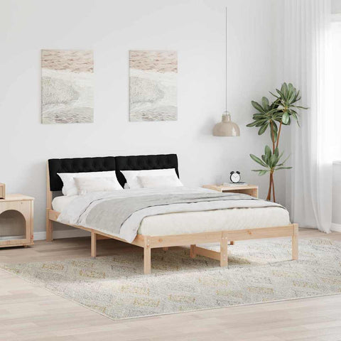 vidaXL Bed frame Brown and black 140 x 190 cm Solid pine wood