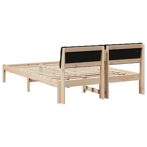 vidaXL Bed frame Brown and black 140 x 190 cm Solid pine wood