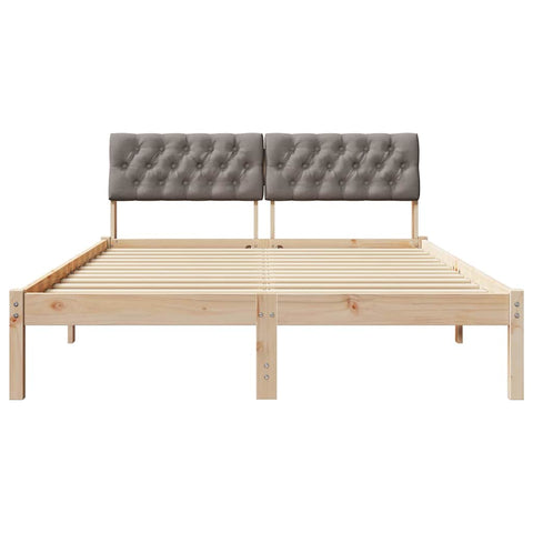 vidaXL Bed frame Brown and taupe 140 x 190 cm Solid pine wood
