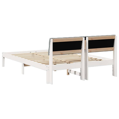 vidaXL Bed frame White and light grey 140 x 190 cm Solid pine wood