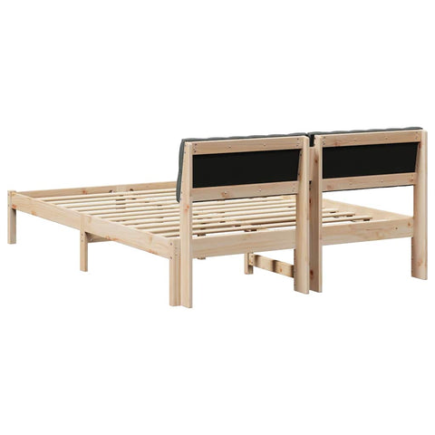 vidaXL Bed frame Brown and dark grey 135 x 190 cm Solid pine wood