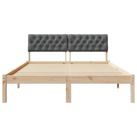 vidaXL Bed frame Brown and dark grey 135 x 190 cm Solid pine wood