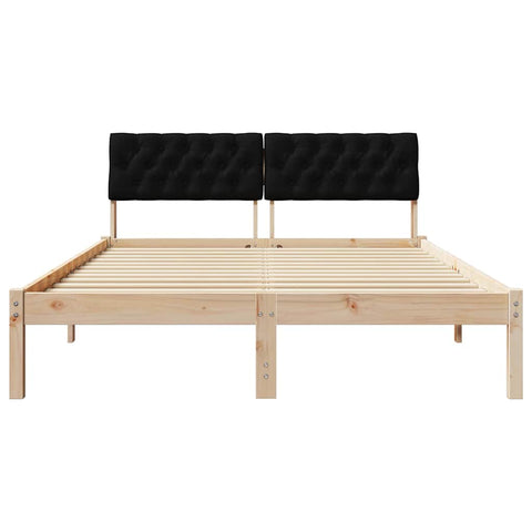 vidaXL Bed frame Brown and black 135 x 190 cm Solid pine wood