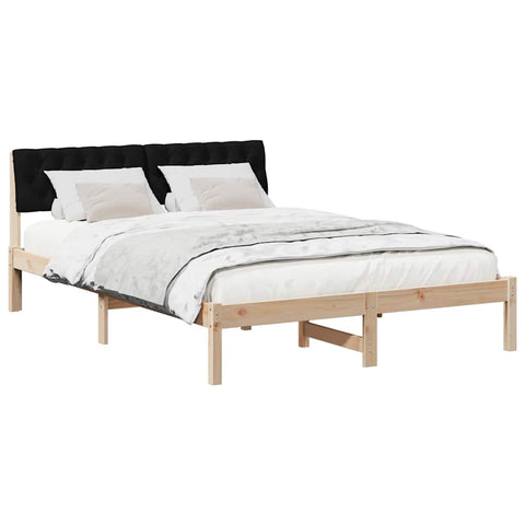 vidaXL Bed frame Brown and black 135 x 190 cm Solid pine wood