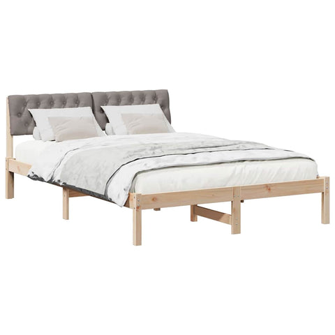 vidaXL Bed frame Brown and taupe 135 x 190 cm Solid pine wood