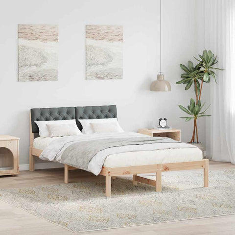 vidaXL Bed frame Brown and dark grey 120 x 190 cm Solid pine wood