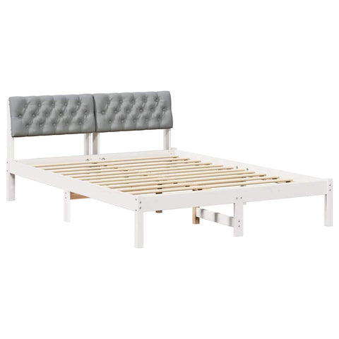 vidaXL Bed frame White and light grey 120 x 190 cm Solid pine wood
