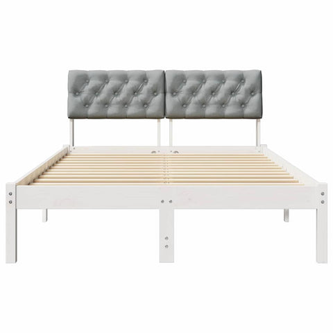 vidaXL Bed frame White and light grey 120 x 190 cm Solid pine wood