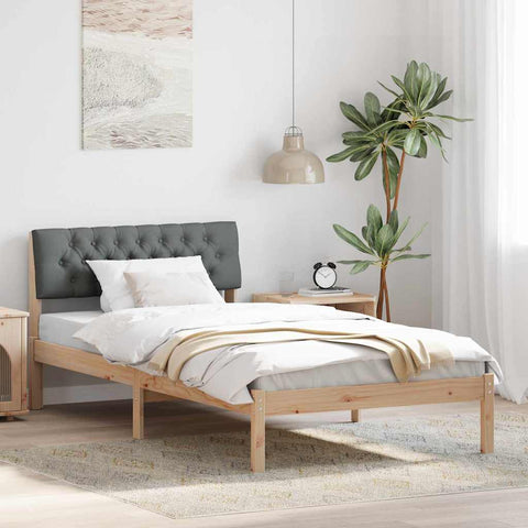 vidaXL Bed frame Brown and dark grey 100 x 200 cm Solid pine wood
