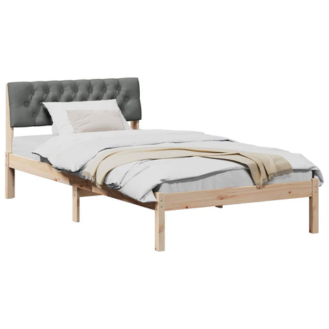 vidaXL Bed frame Brown and dark grey 100 x 200 cm Solid pine wood