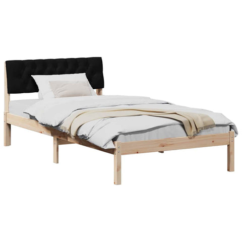 vidaXL Bed frame Brown and black 100 x 200 cm Solid pine wood