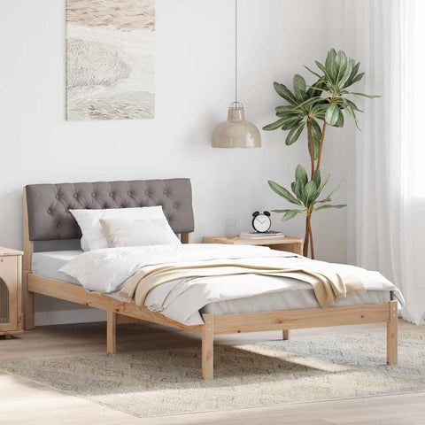 vidaXL Bed frame Brown and taupe 100 x 200 cm Solid pine wood