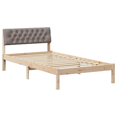 vidaXL Bed frame Brown and taupe 100 x 200 cm Solid pine wood