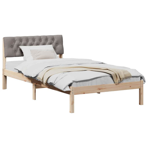 vidaXL Bed frame Brown and taupe 100 x 200 cm Solid pine wood